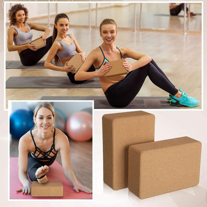 6 Pack Cork Yoga Blocks, 9 x 6 x 3 Inches Non-slip & Anti-tilt Yoga Blocks for Supportive Stretching, Lightweight Gymnastic Cube Bricks for Exercise Pilates Workout Fitness Meditation Stability