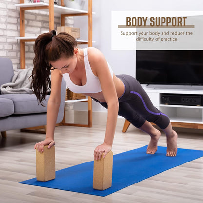 6 Pack Cork Yoga Blocks, 9 x 6 x 3 Inches Non-slip & Anti-tilt Yoga Blocks for Supportive Stretching, Lightweight Gymnastic Cube Bricks for Exercise Pilates Workout Fitness Meditation Stability