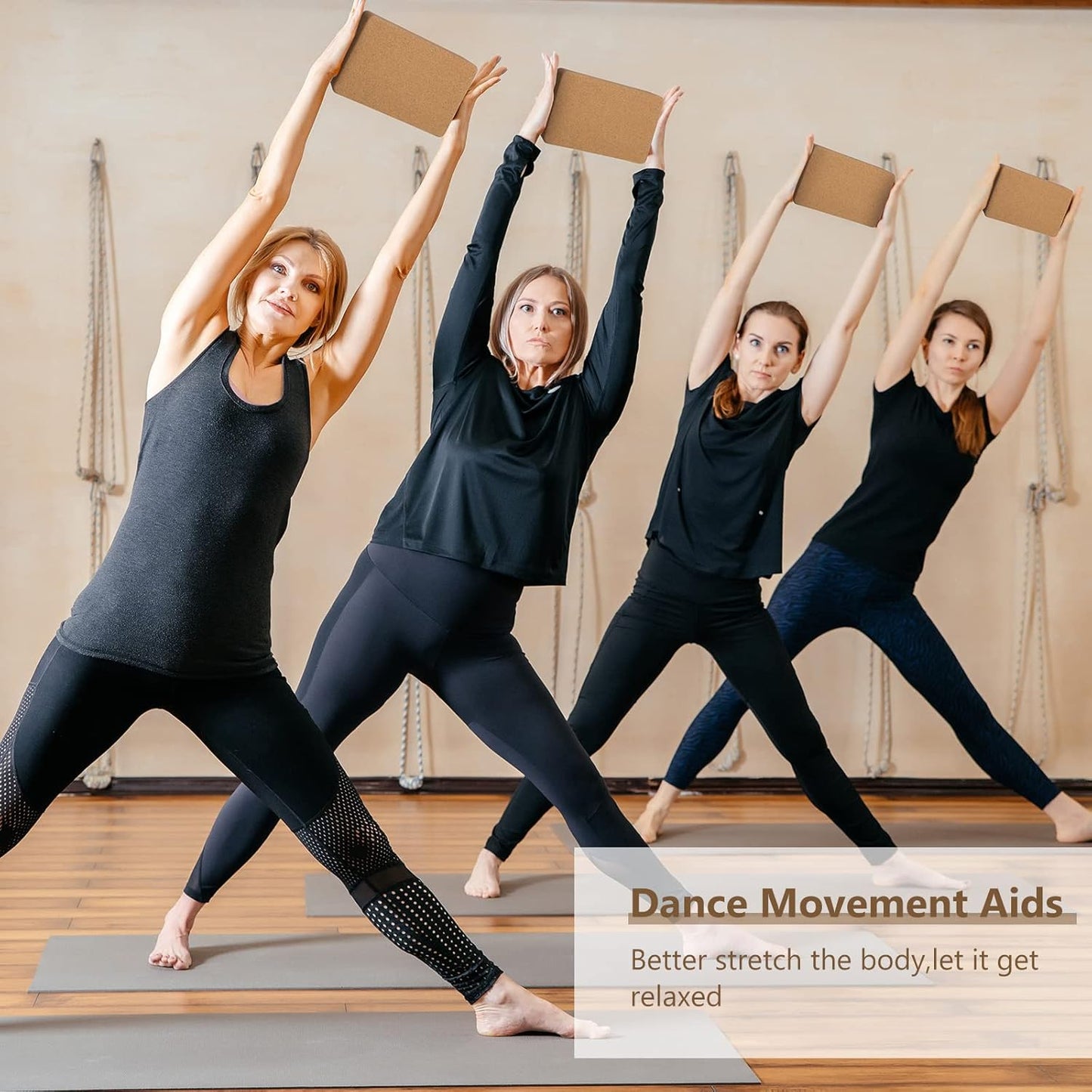 6 Pack Cork Yoga Blocks, 9 x 6 x 3 Inches Non-slip & Anti-tilt Yoga Blocks for Supportive Stretching, Lightweight Gymnastic Cube Bricks for Exercise Pilates Workout Fitness Meditation Stability