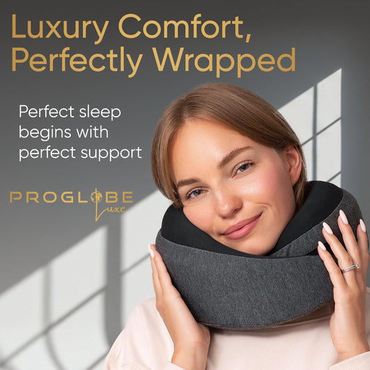 Travel Neck Pillow for Airplanes, Long Haul Flight Kit, Grey