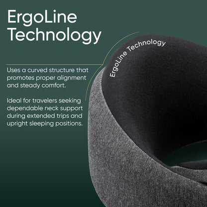 Travel Neck Pillow for Airplanes, Long Haul Flight Kit, Grey