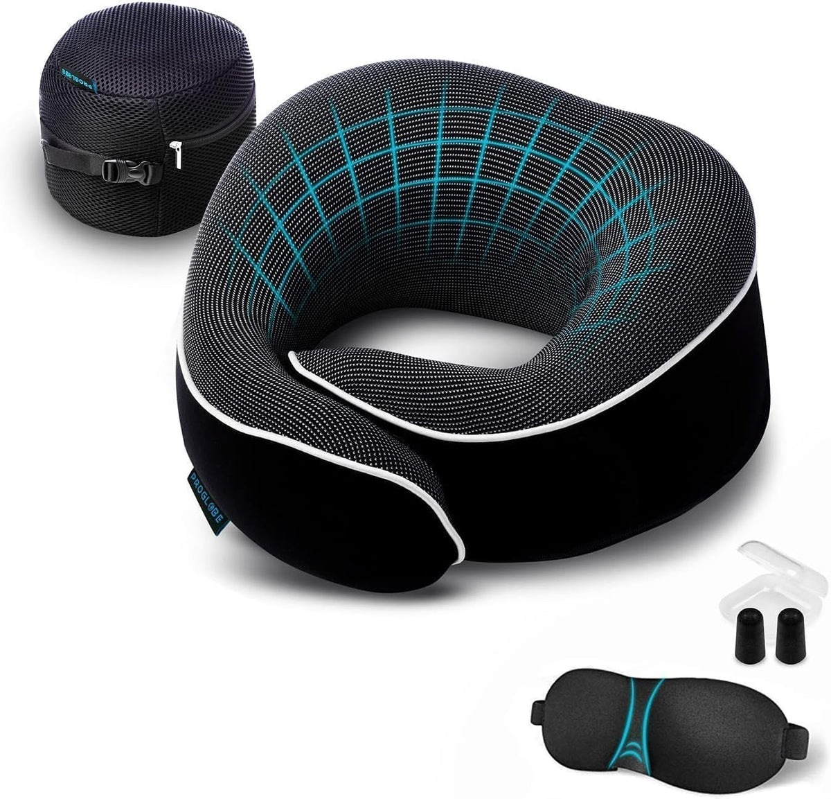 Travel Neck Pillow for Airplanes, Long Haul Flight Kit, Grey