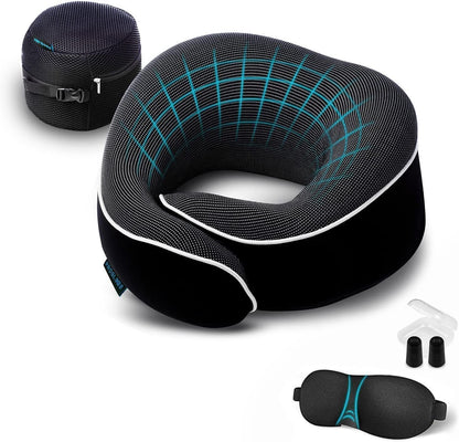 Travel Neck Pillow for Airplanes, Long Haul Flight Kit, Grey