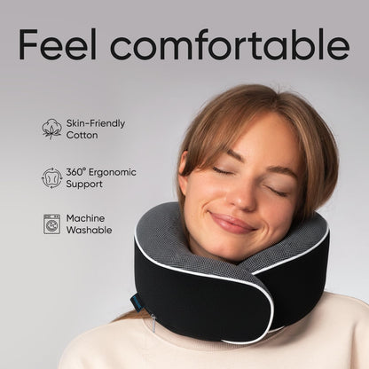 Travel Neck Pillow for Airplanes, Long Haul Flight Kit, Grey
