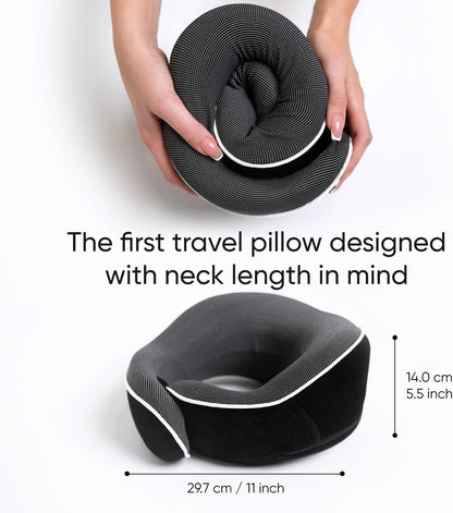 Travel Neck Pillow for Airplanes, Long Haul Flight Kit, Grey