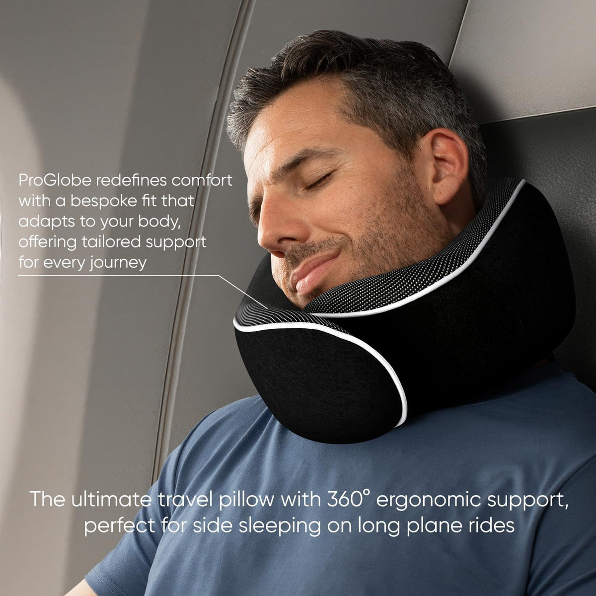 Travel Neck Pillow for Airplanes, Long Haul Flight Kit, Grey