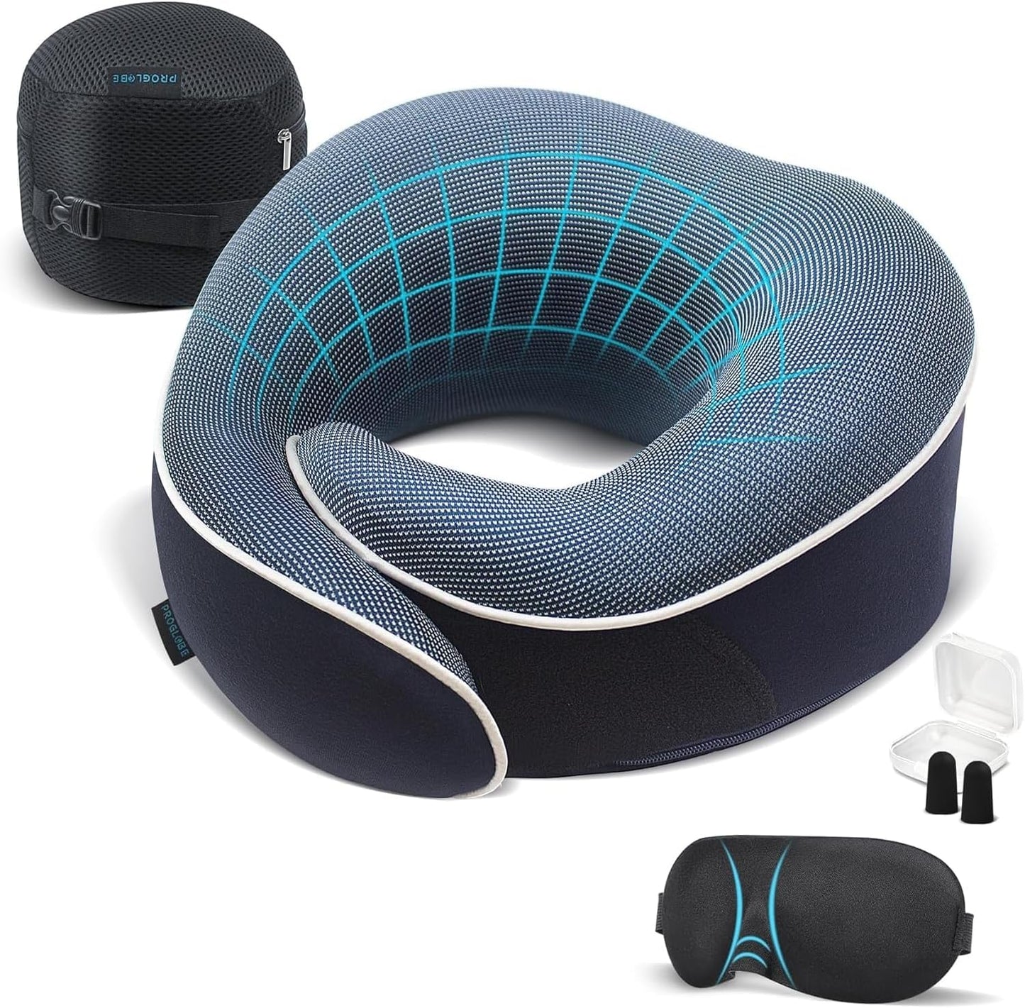 Travel Neck Pillow for Airplanes, Long Haul Flight Kit, Grey