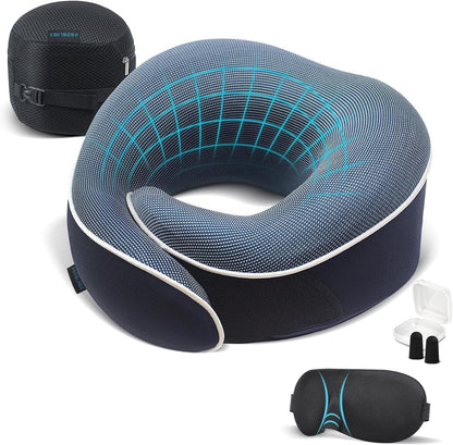 Travel Neck Pillow for Airplanes, Long Haul Flight Kit, Grey