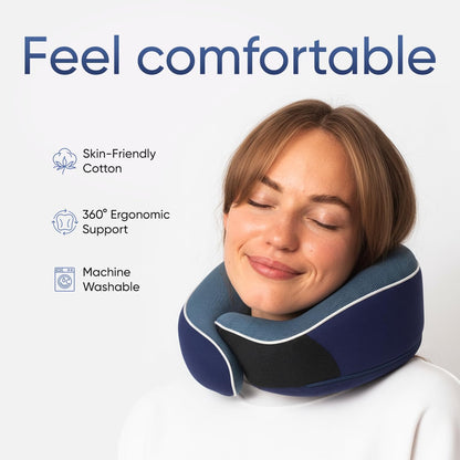 Travel Neck Pillow for Airplanes, Long Haul Flight Kit, Grey
