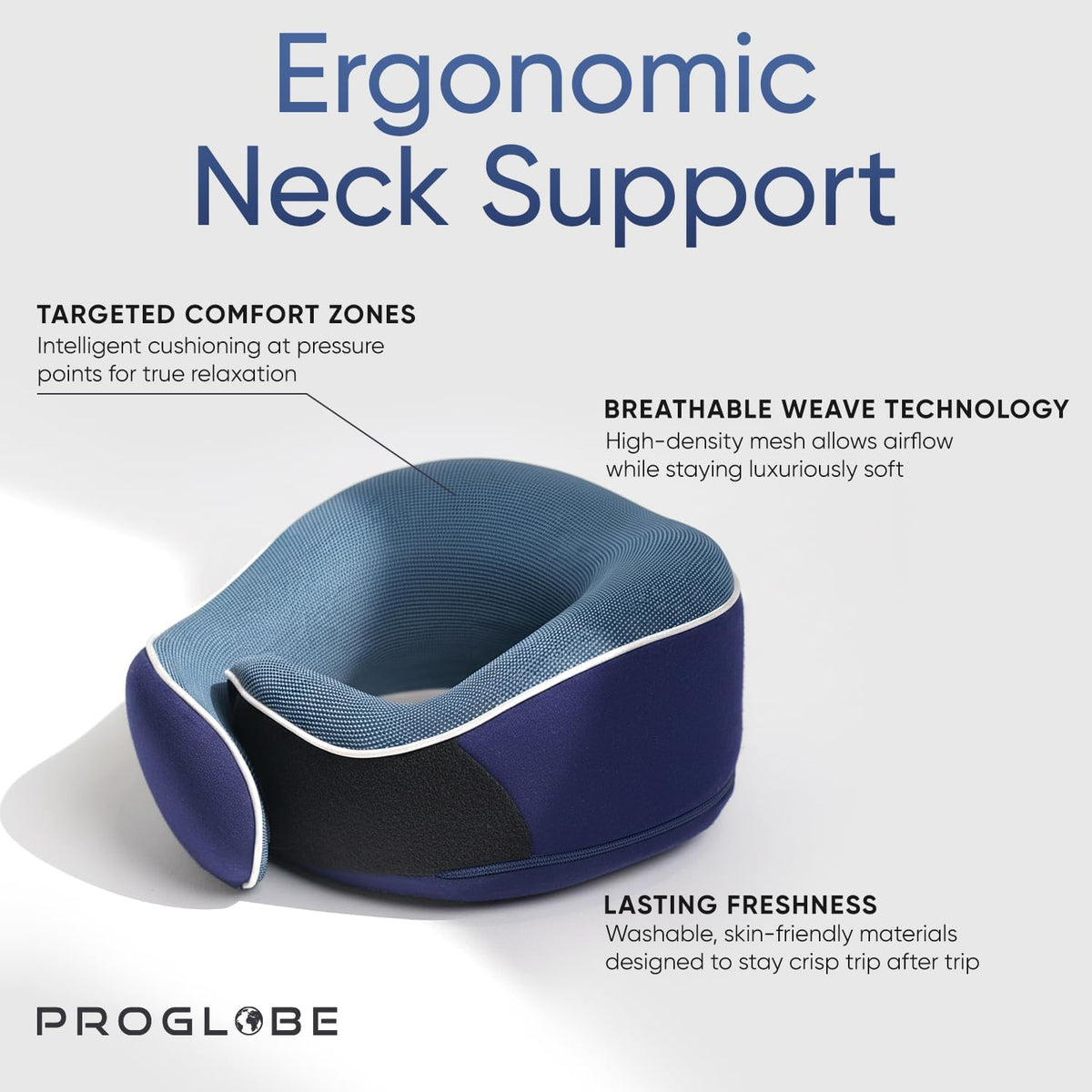 Travel Neck Pillow for Airplanes, Long Haul Flight Kit, Grey