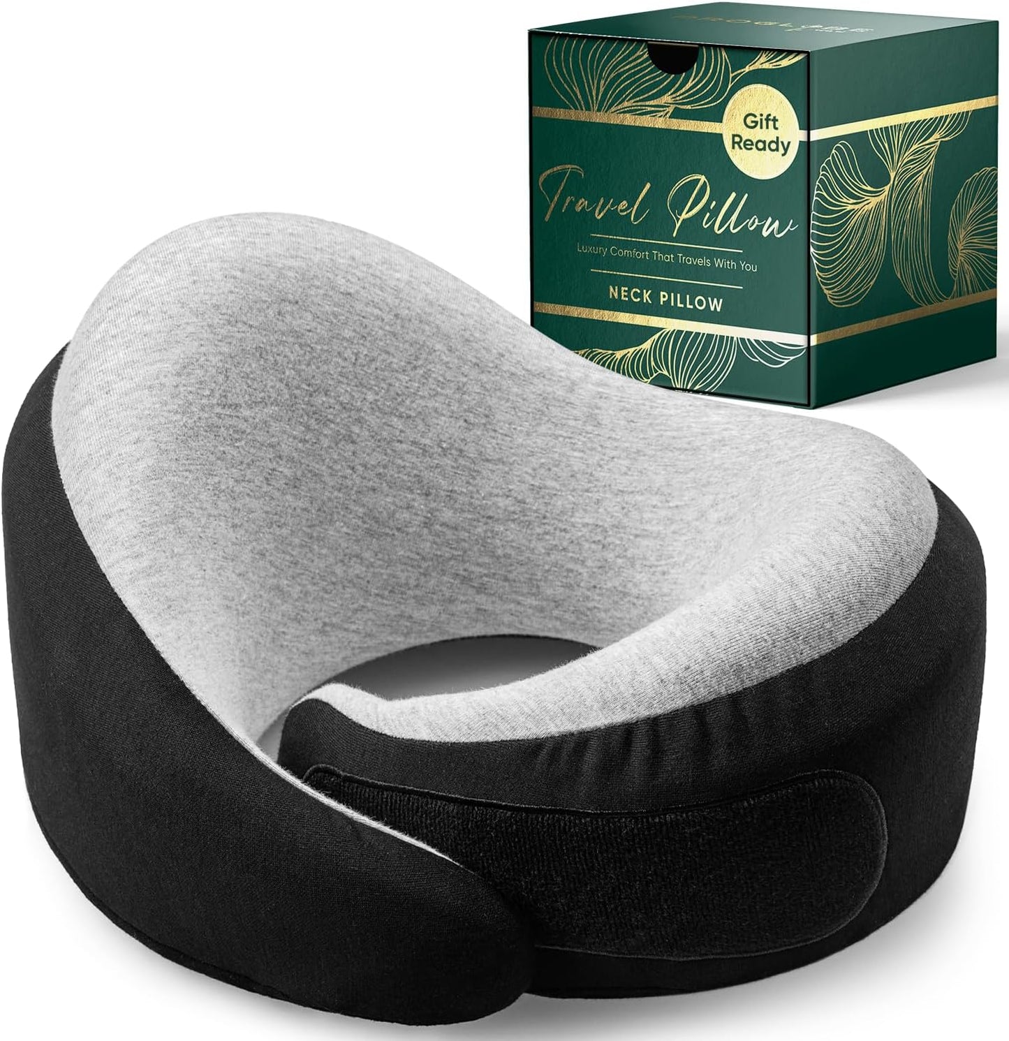 Travel Neck Pillow for Airplanes, Long Haul Flight Kit, Grey