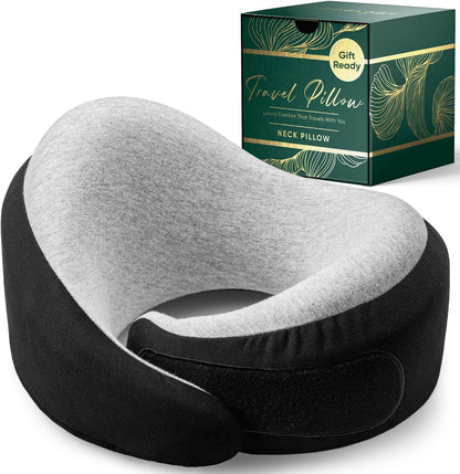 Travel Neck Pillow for Airplanes, Long Haul Flight Kit, Grey