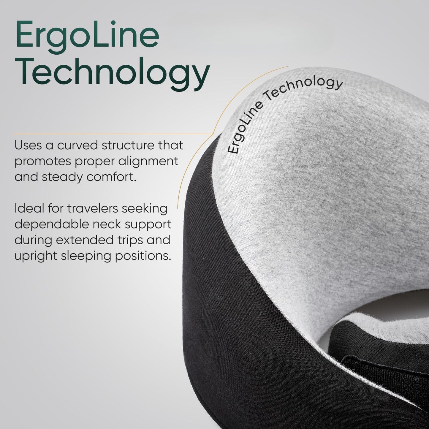 Travel Neck Pillow for Airplanes, Long Haul Flight Kit, Grey