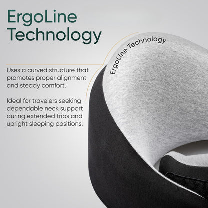 Travel Neck Pillow for Airplanes, Long Haul Flight Kit, Grey