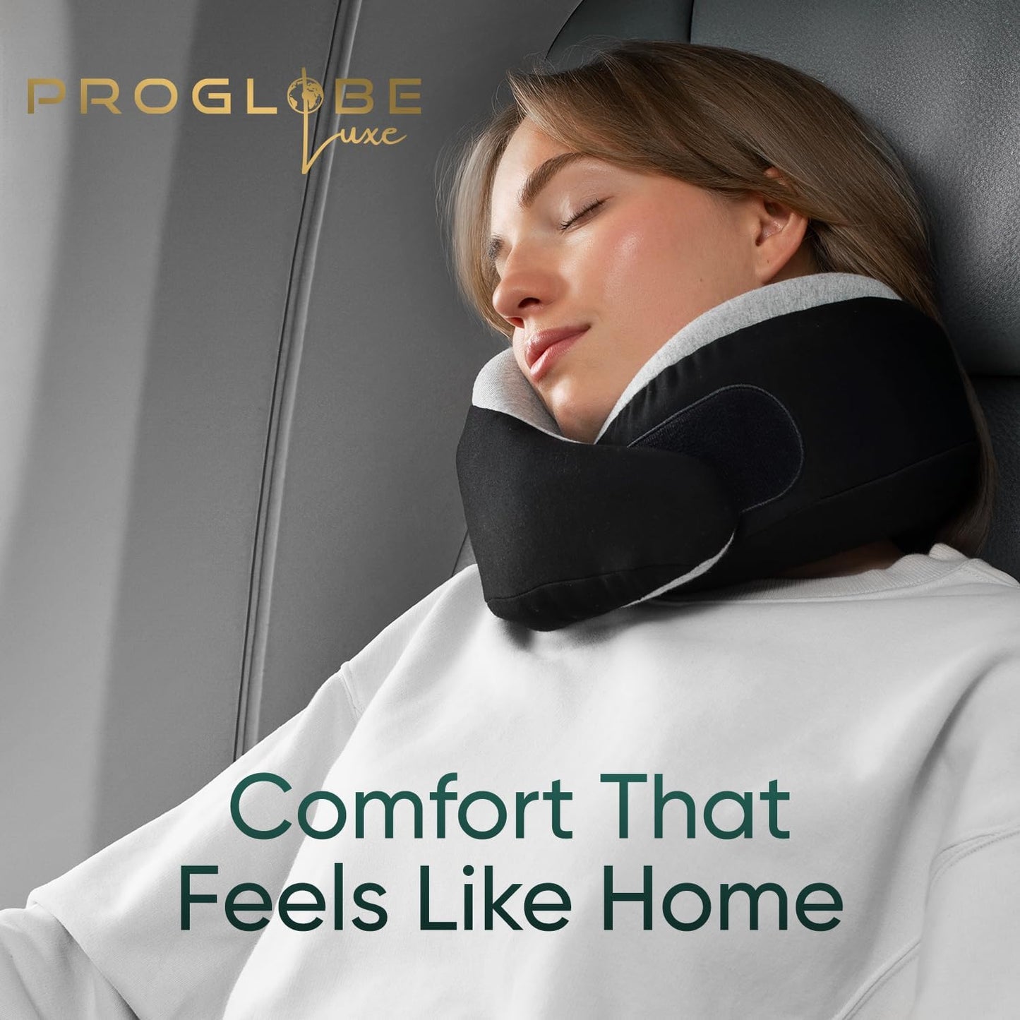 Travel Neck Pillow for Airplanes, Long Haul Flight Kit, Grey