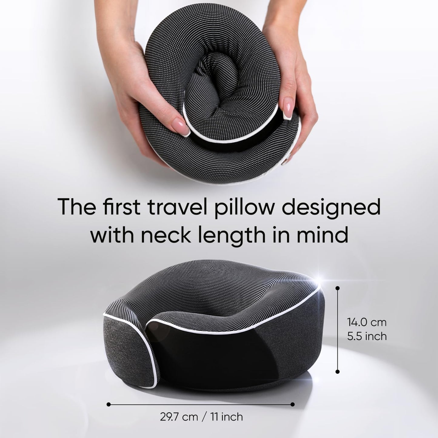 Travel Neck Pillow for Airplanes, Long Haul Flight Kit, Grey