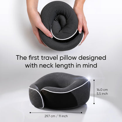 Travel Neck Pillow for Airplanes, Long Haul Flight Kit, Grey