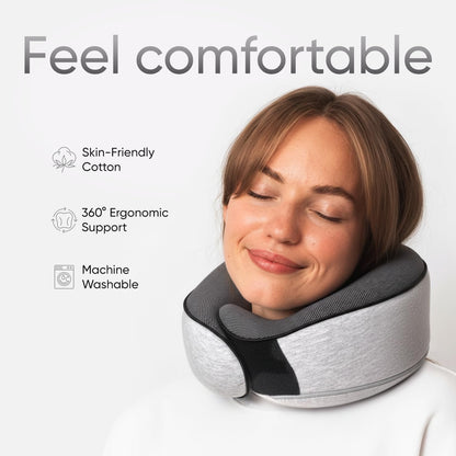 Travel Neck Pillow for Airplanes, Long Haul Flight Kit, Grey