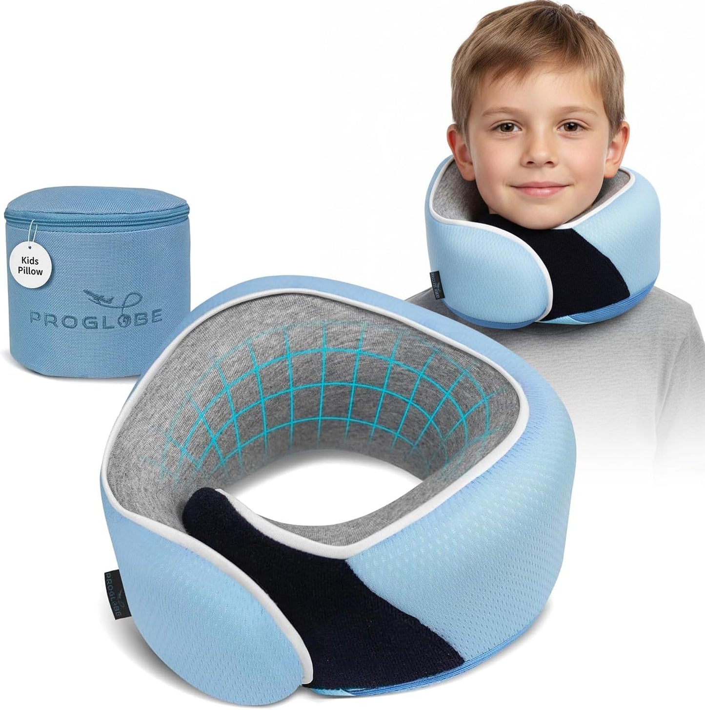 Travel Neck Pillow for Airplanes, Long Haul Flight Kit, Grey