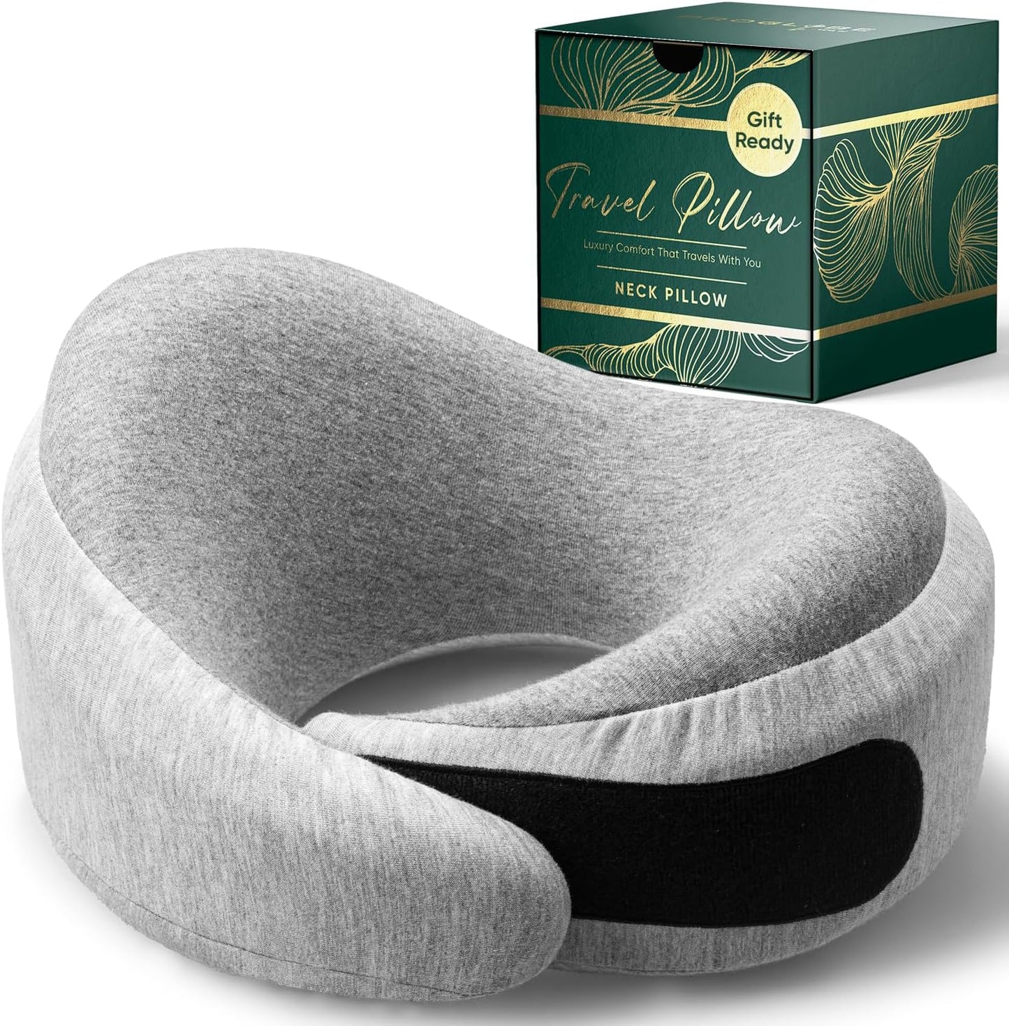 Travel Neck Pillow for Airplanes, Long Haul Flight Kit, Grey