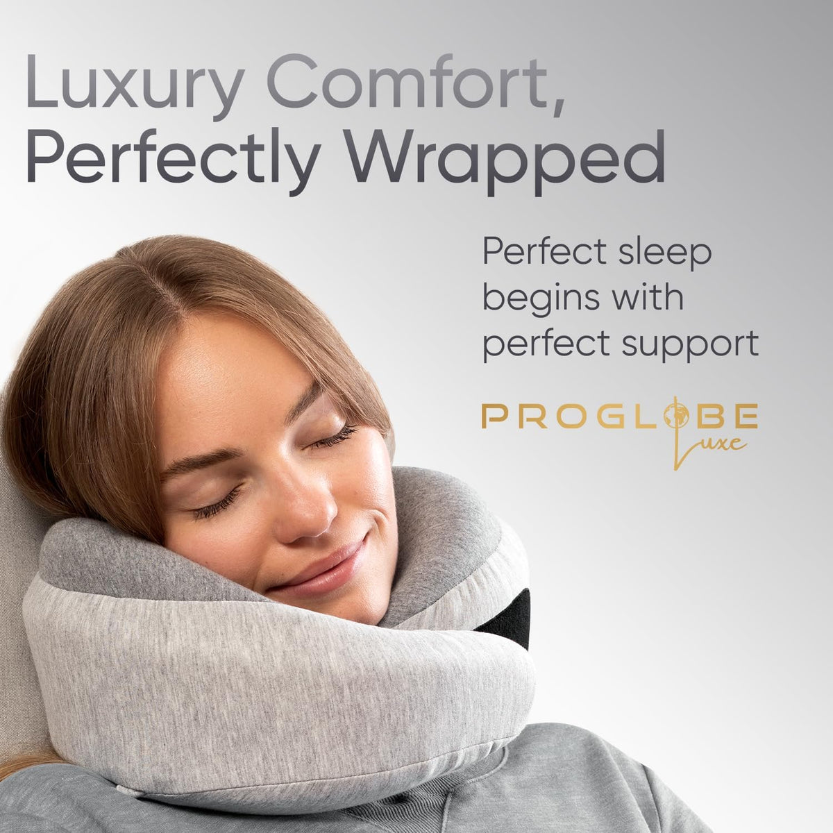 Travel Neck Pillow for Airplanes, Long Haul Flight Kit, Grey
