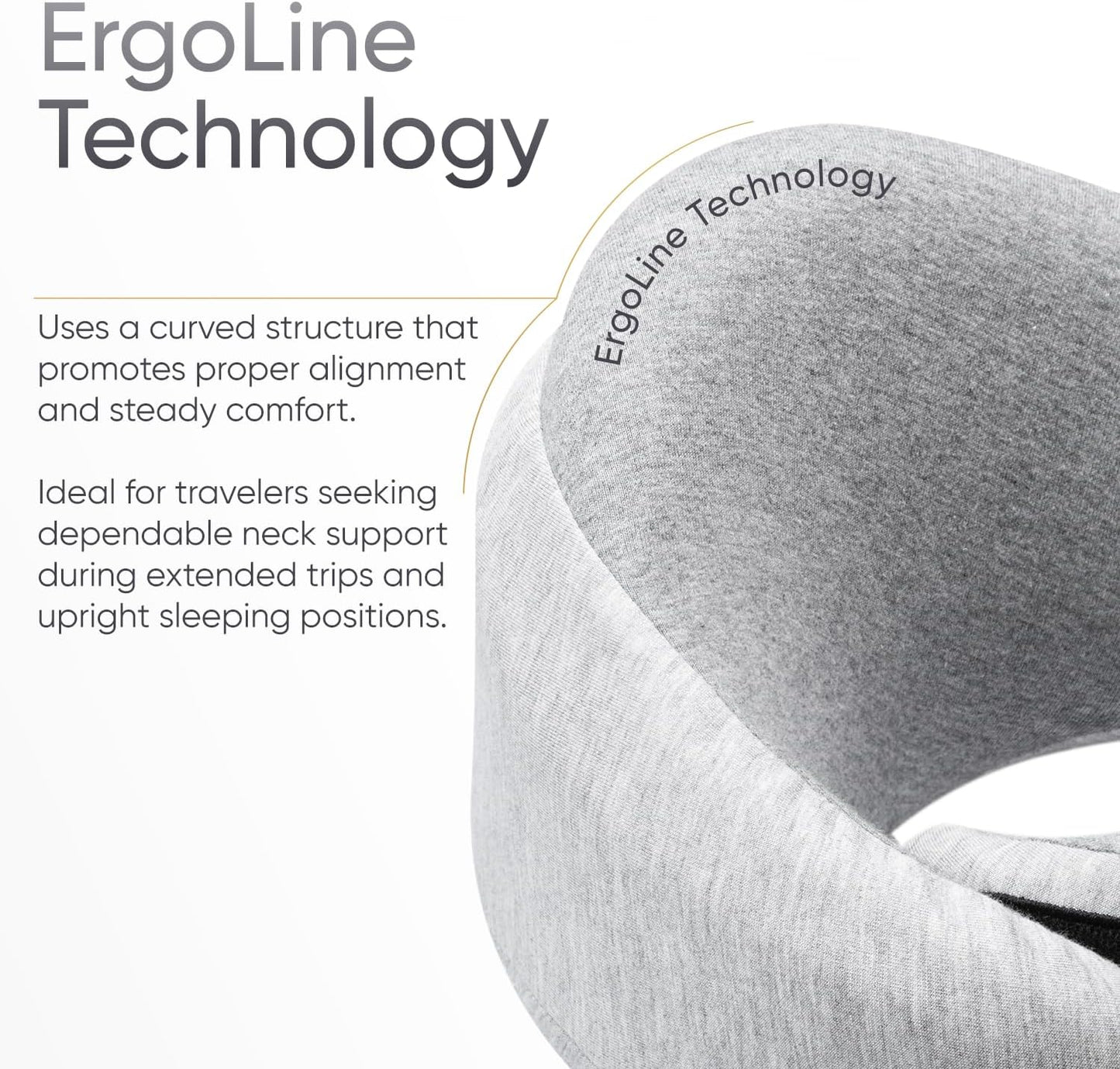 Travel Neck Pillow for Airplanes, Long Haul Flight Kit, Grey