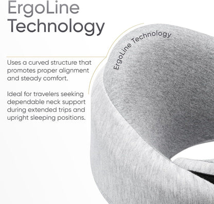 Travel Neck Pillow for Airplanes, Long Haul Flight Kit, Grey