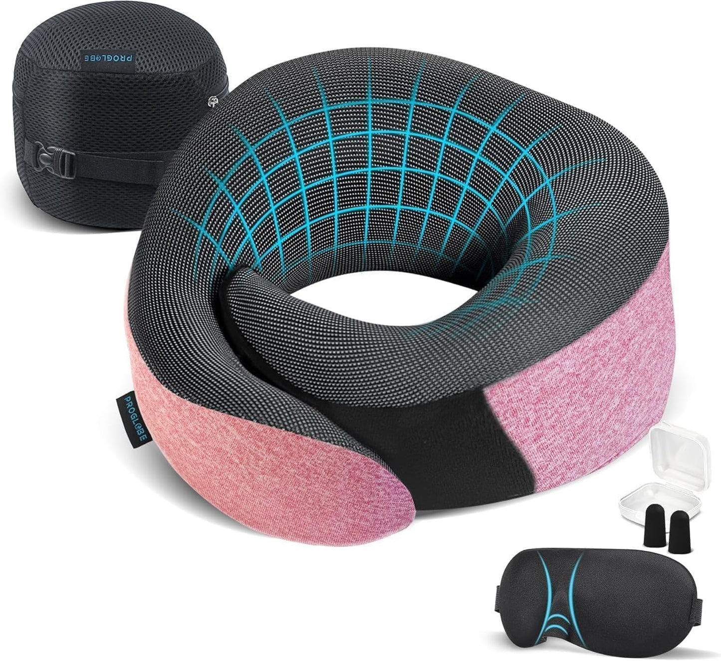 Travel Neck Pillow for Airplanes, Long Haul Flight Kit, Grey