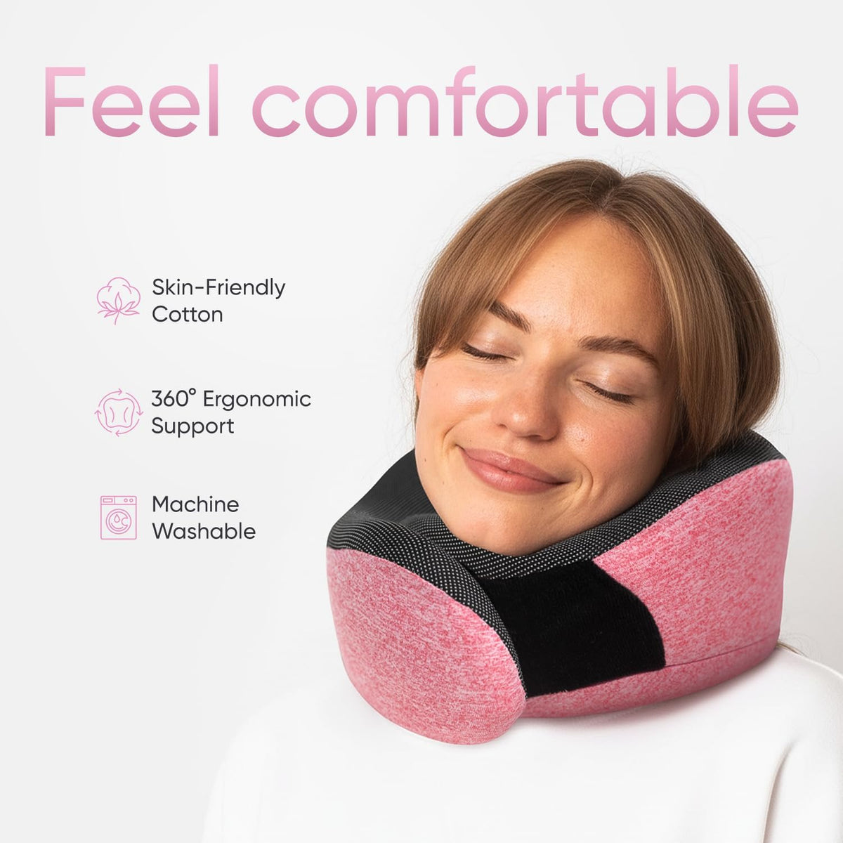 Travel Neck Pillow for Airplanes, Long Haul Flight Kit, Grey