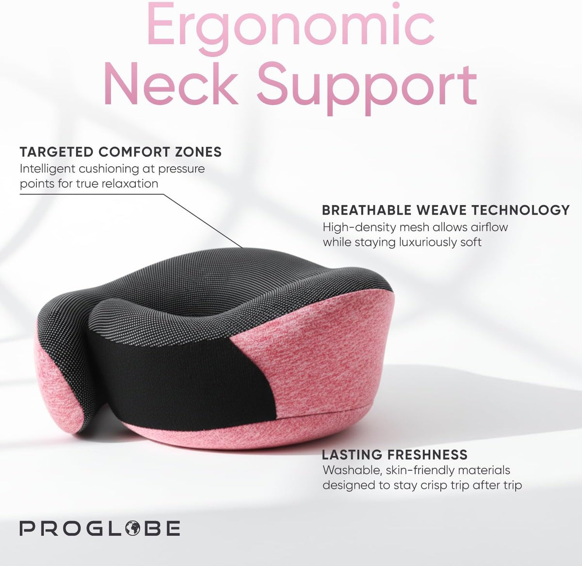 Travel Neck Pillow for Airplanes, Long Haul Flight Kit, Grey