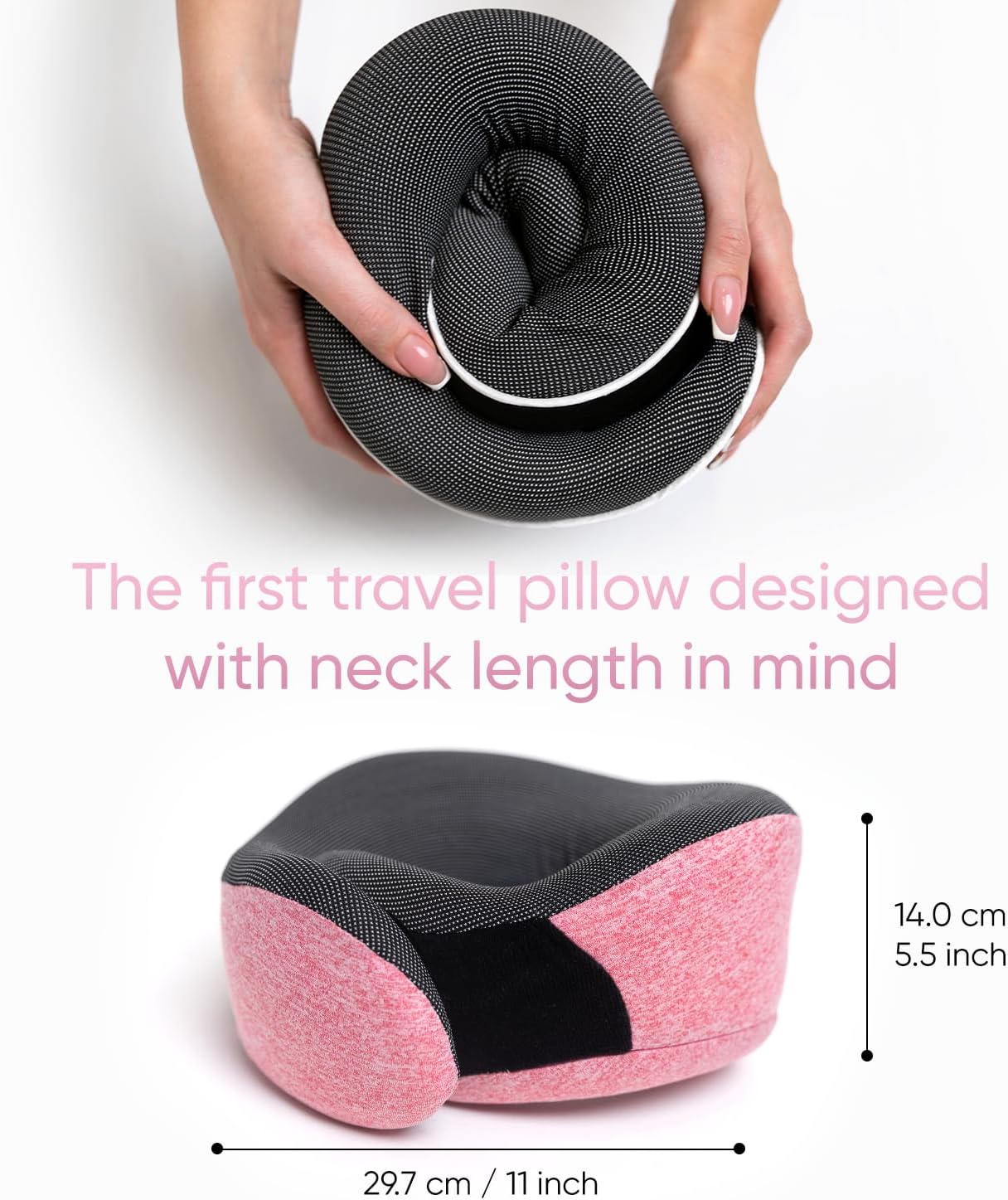 Travel Neck Pillow for Airplanes, Long Haul Flight Kit, Grey