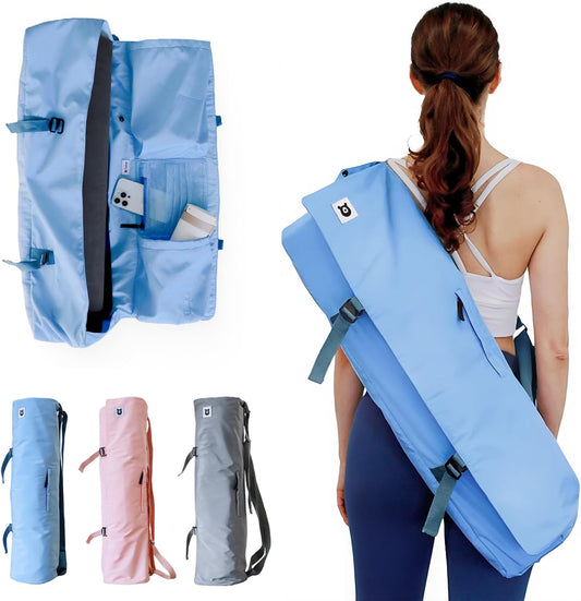 Yoga Mat Bag | Padded Adjustable Shoulder Strap | Fits Up to 26" Mats | Multi-Pocket Storage for Essentials | Heavy-Duty G-Hook Closure | Lightweight & Durable for Yoga, Pilates & Fitness