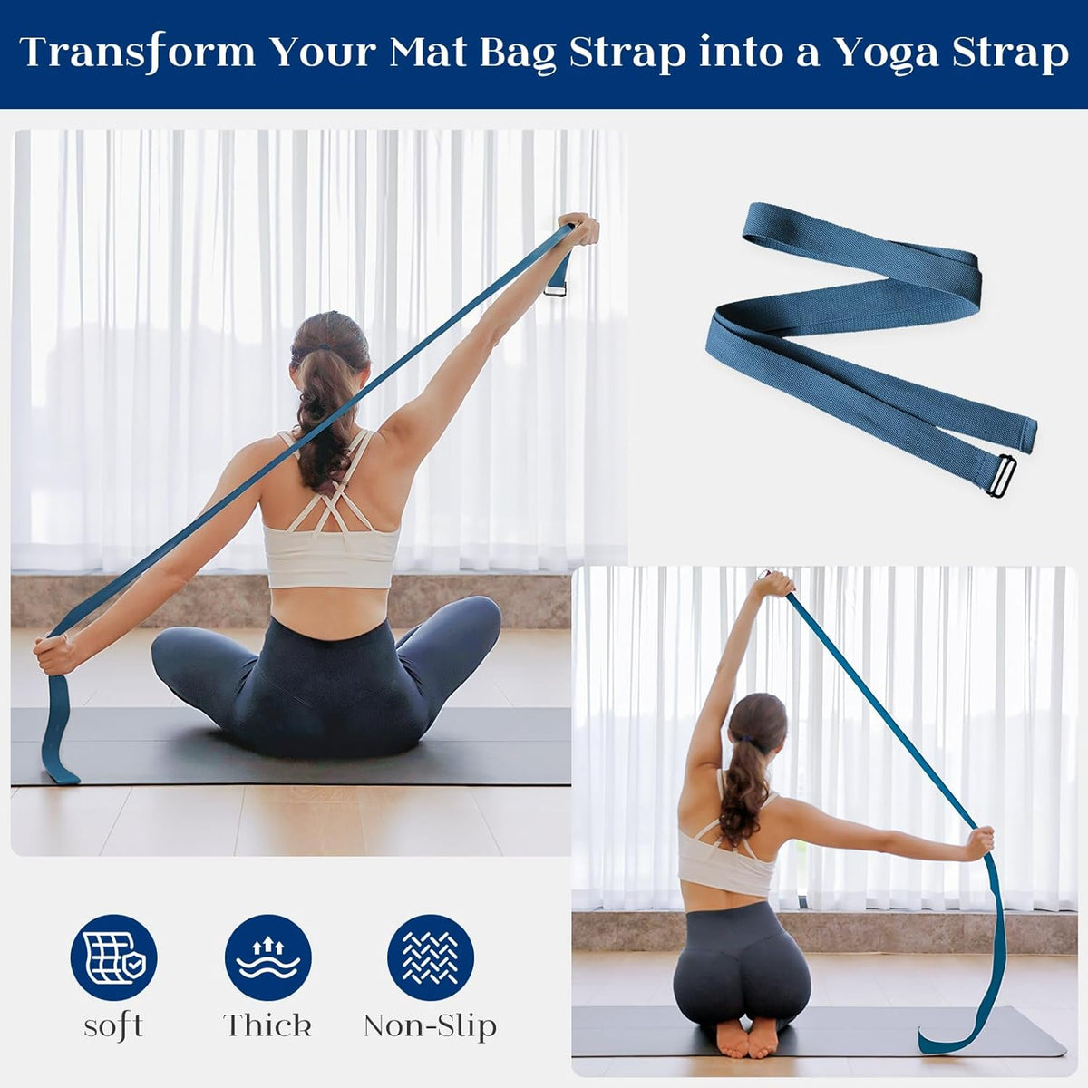Yoga Mat Bag | Padded Adjustable Shoulder Strap | Fits Up to 26" Mats | Multi-Pocket Storage for Essentials | Heavy-Duty G-Hook Closure | Lightweight & Durable for Yoga, Pilates & Fitness