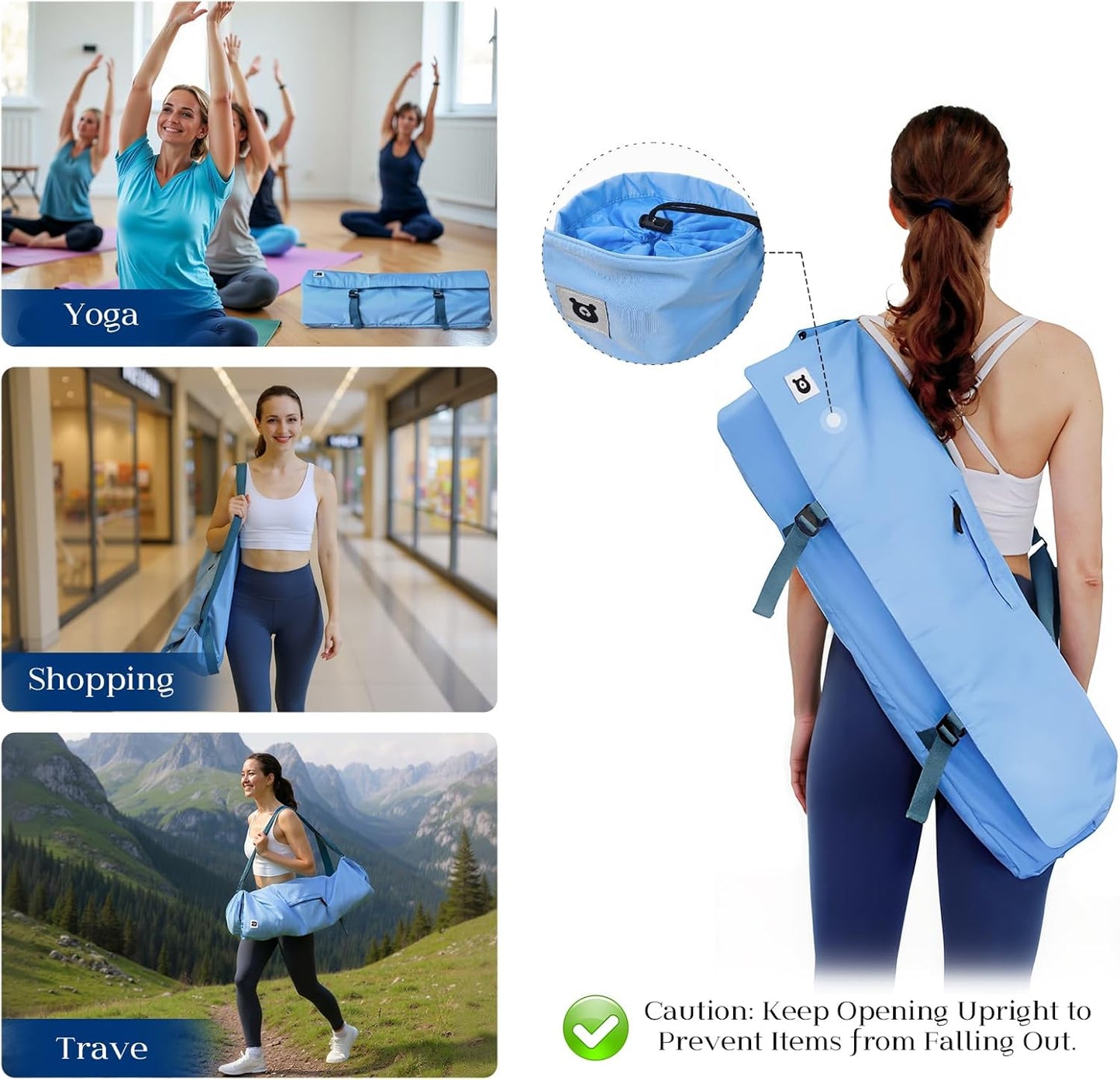 Yoga Mat Bag | Padded Adjustable Shoulder Strap | Fits Up to 26" Mats | Multi-Pocket Storage for Essentials | Heavy-Duty G-Hook Closure | Lightweight & Durable for Yoga, Pilates & Fitness