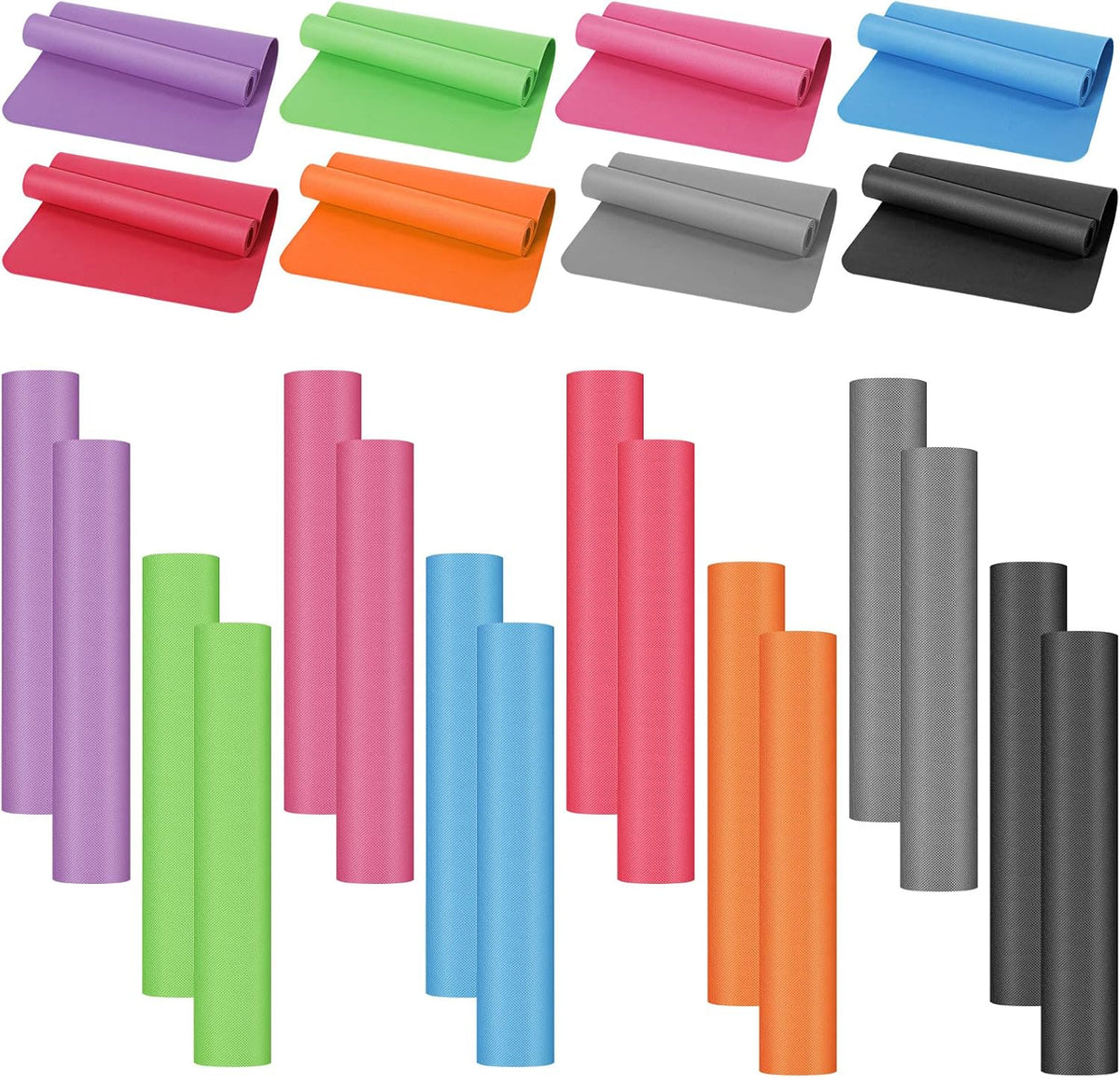 16 Pack 68" x 24" x 4 mm Yoga Mats Bulk Gym Bundle Thick Eva for Kids and Adult Latex Free Exercise with Non Slip Texture for Outdoor Yoga, Workout or Pilates