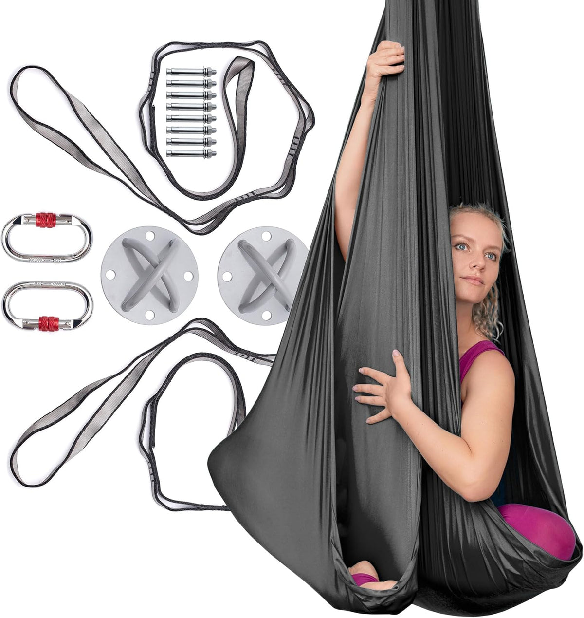 Aerial Silks Kit for Home - Premium Yoga Swing for Adults with 660 lbs Capacity - Versatile Aerial Yoga Hammock for Gymnastics Training