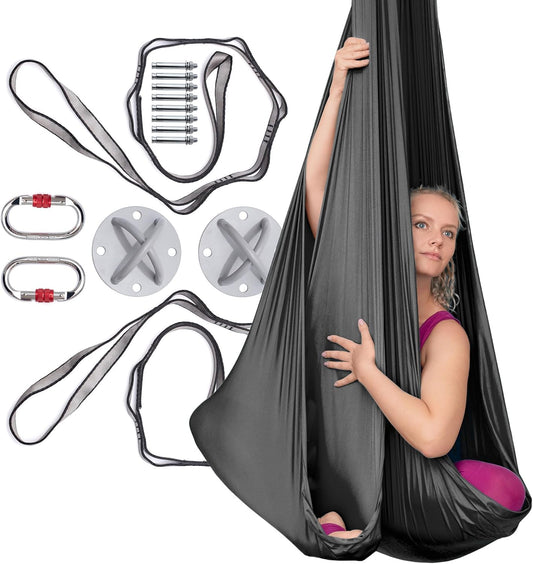 Aerial Silks Kit for Home - Premium Yoga Swing for Adults with 660 lbs Capacity - Versatile Aerial Yoga Hammock for Gymnastics Training
