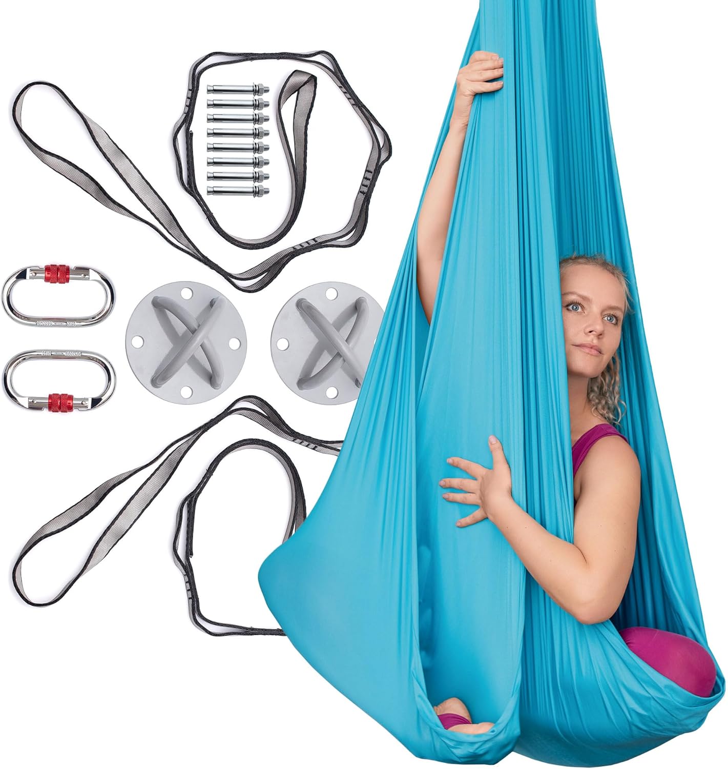 Aerial Silks Kit for Home - Premium Yoga Swing for Adults with 660 lbs Capacity - Versatile Aerial Yoga Hammock for Gymnastics Training