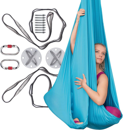 Aerial Silks Kit for Home - Premium Yoga Swing for Adults with 660 lbs Capacity - Versatile Aerial Yoga Hammock for Gymnastics Training