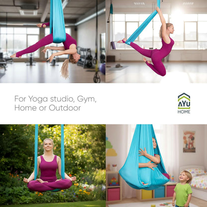 Aerial Silks Kit for Home - Premium Yoga Swing for Adults with 660 lbs Capacity - Versatile Aerial Yoga Hammock for Gymnastics Training