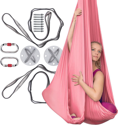 Aerial Silks Kit for Home - Premium Yoga Swing for Adults with 660 lbs Capacity - Versatile Aerial Yoga Hammock for Gymnastics Training