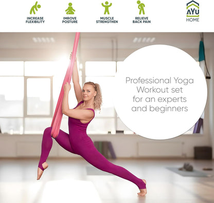 Aerial Silks Kit for Home - Premium Yoga Swing for Adults with 660 lbs Capacity - Versatile Aerial Yoga Hammock for Gymnastics Training