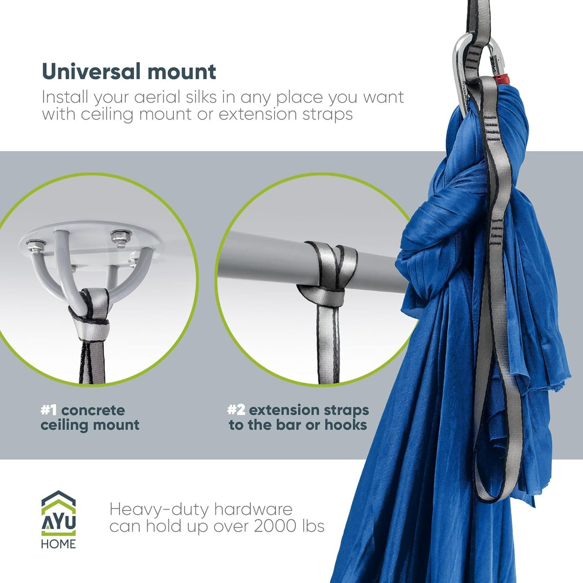 Aerial Silks Kit for Home - Premium Yoga Swing for Adults with 660 lbs Capacity - Versatile Aerial Yoga Hammock for Gymnastics Training