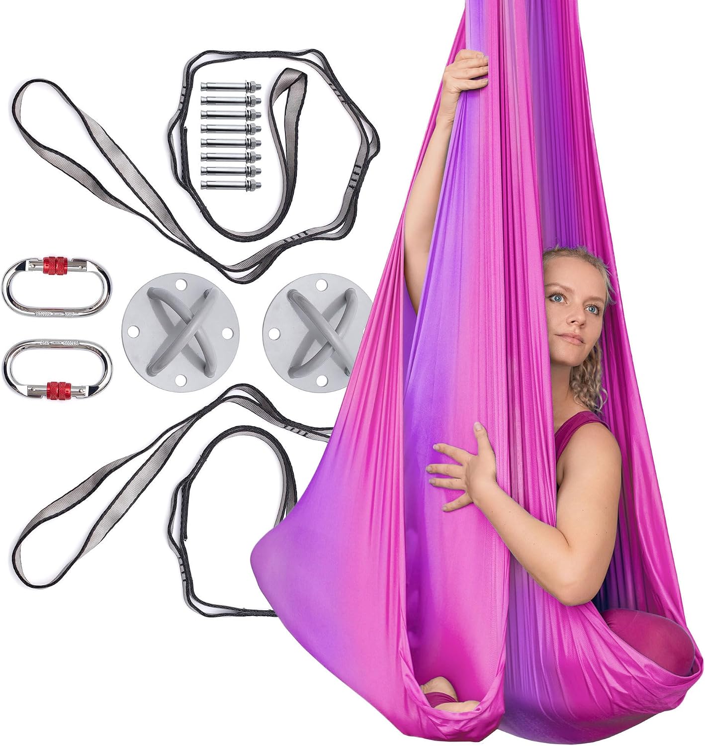 Aerial Silks Kit for Home - Premium Yoga Swing for Adults with 660 lbs Capacity - Versatile Aerial Yoga Hammock for Gymnastics Training