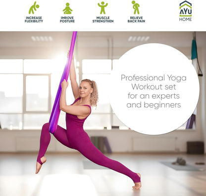 Aerial Silks Kit for Home - Premium Yoga Swing for Adults with 660 lbs Capacity - Versatile Aerial Yoga Hammock for Gymnastics Training