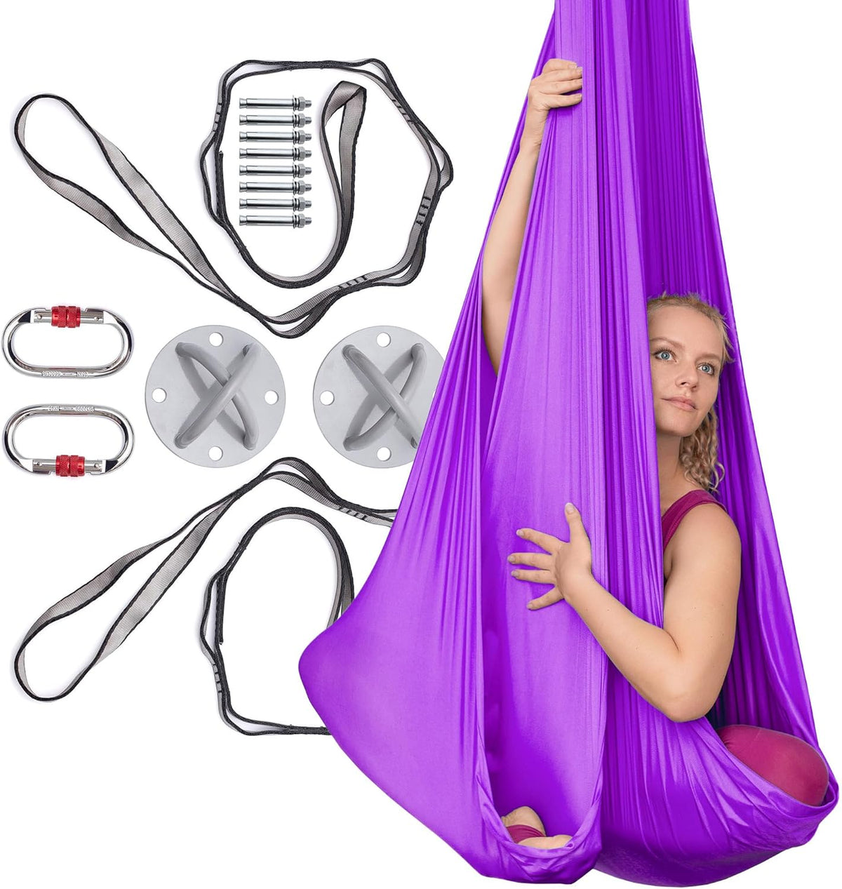 Aerial Silks Kit for Home - Premium Yoga Swing for Adults with 660 lbs Capacity - Versatile Aerial Yoga Hammock for Gymnastics Training