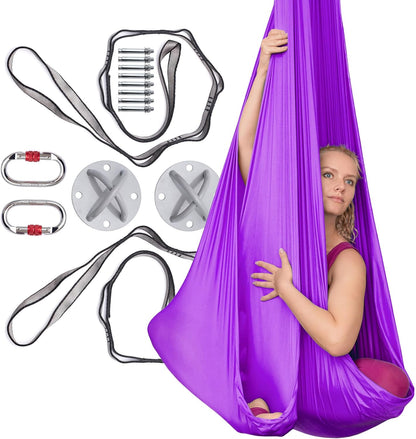 Aerial Silks Kit for Home - Premium Yoga Swing for Adults with 660 lbs Capacity - Versatile Aerial Yoga Hammock for Gymnastics Training