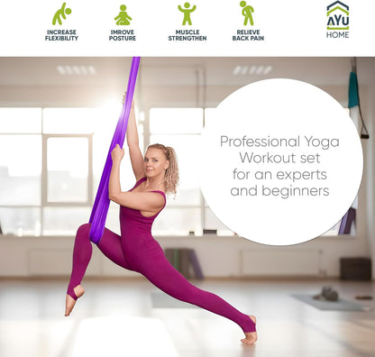 Aerial Silks Kit for Home - Premium Yoga Swing for Adults with 660 lbs Capacity - Versatile Aerial Yoga Hammock for Gymnastics Training