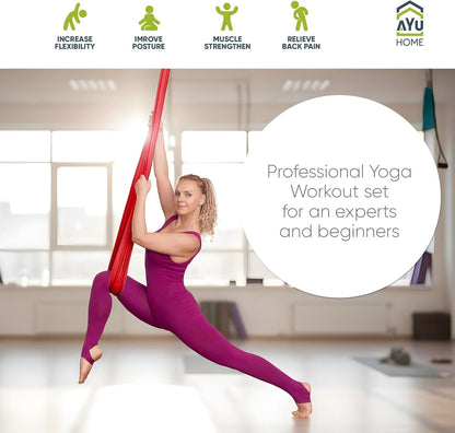 Aerial Silks Kit for Home - Premium Yoga Swing for Adults with 660 lbs Capacity - Versatile Aerial Yoga Hammock for Gymnastics Training