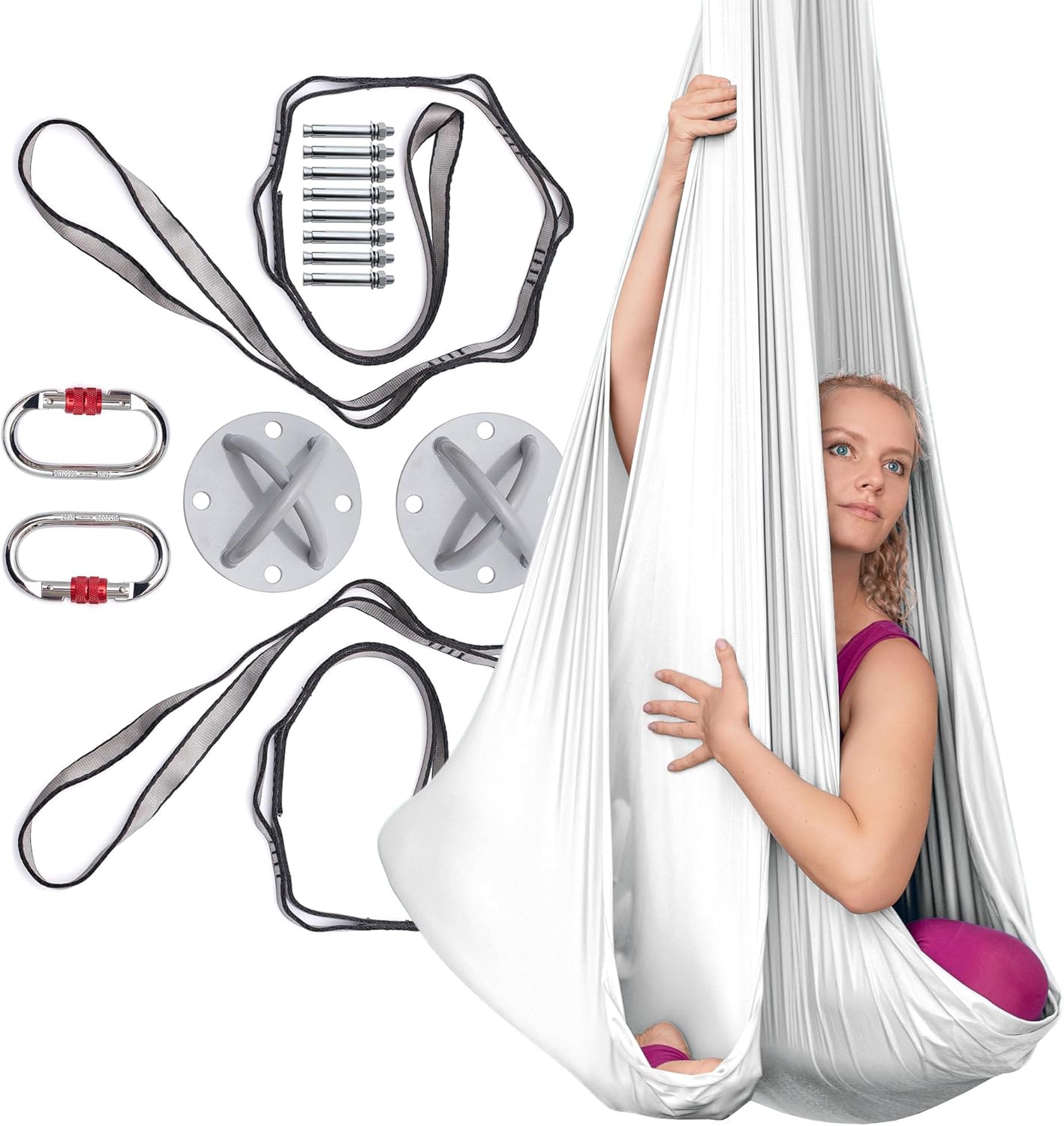 Aerial Silks Kit for Home - Premium Yoga Swing for Adults with 660 lbs Capacity - Versatile Aerial Yoga Hammock for Gymnastics Training